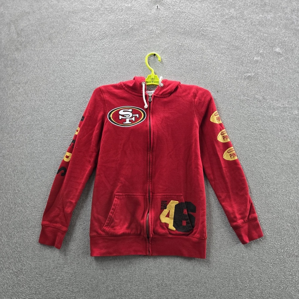 San Francisco 49ers Women Hoodie‎ S Red PINK Victoria's Secret Graphic Fleece